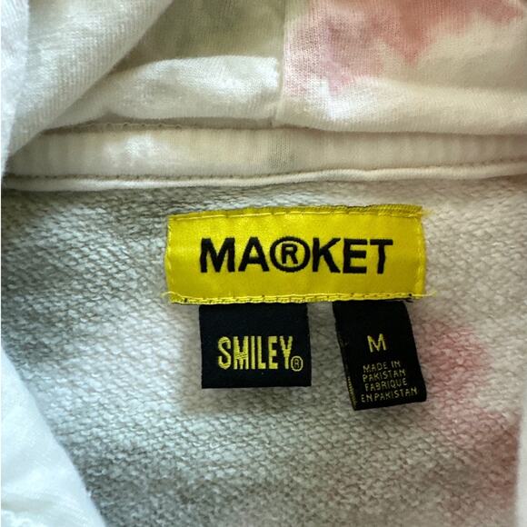 Market - Smiley Records Angel Sigh Tie Dye Hoodie in Off White Blue & Pink - Picture 2 of 3